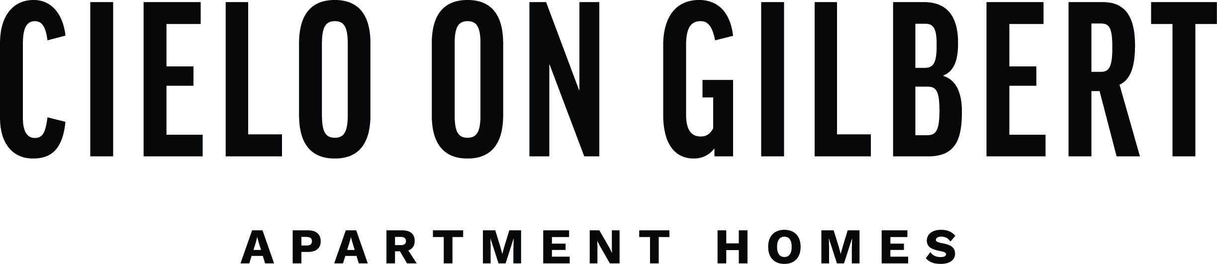 The image displays the text "CIELO ON GILBERT APARTMENT HOMES" in large, bold letters.